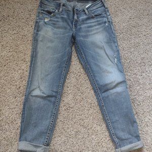 Silver crop jeans